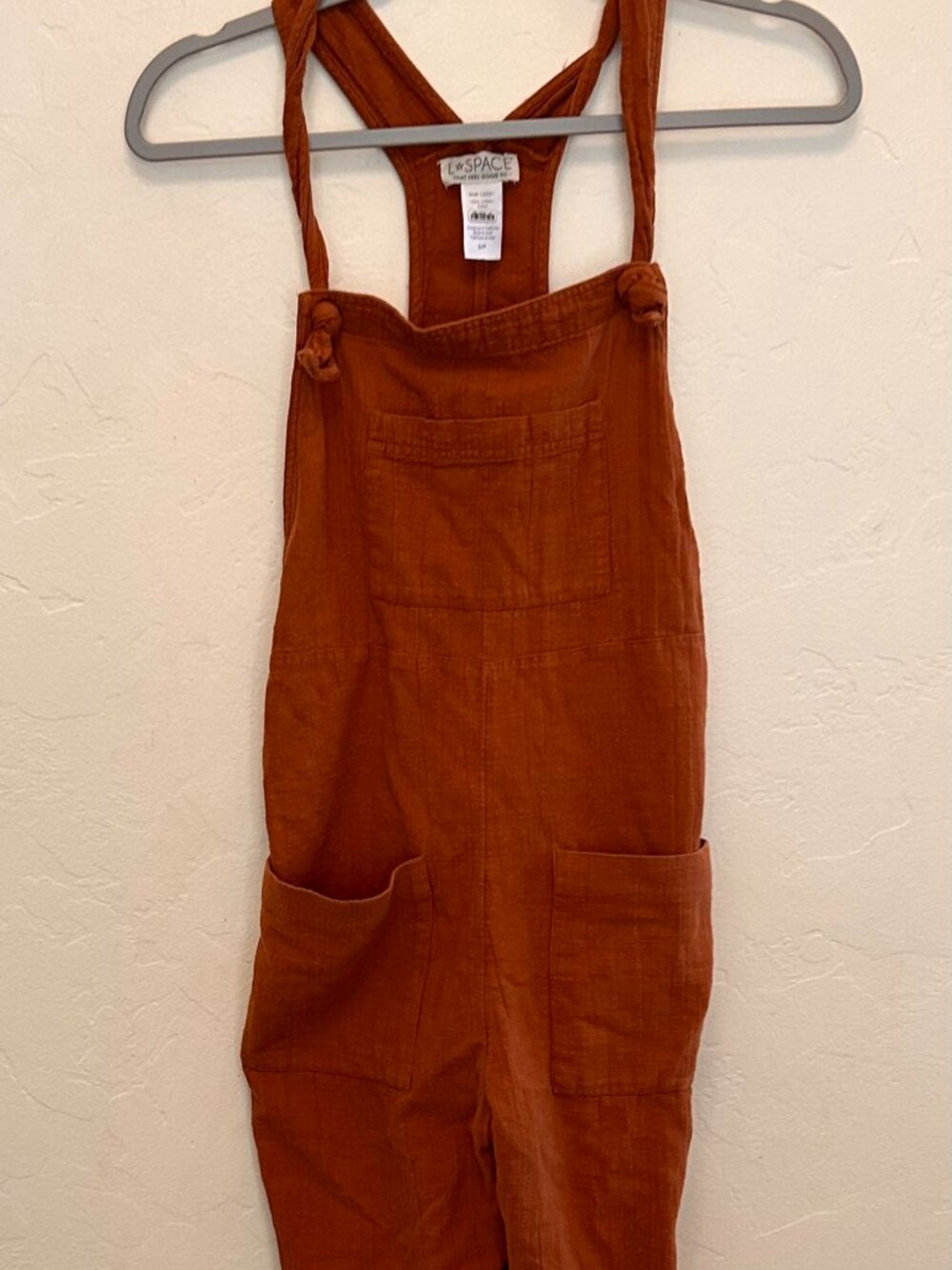 L*Space overalls 100% cotton, brown size S. Great details! #granolagirl #boho